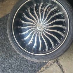 24 In Rims And Tires ..no Cracks Or Bend....one Bad Tire