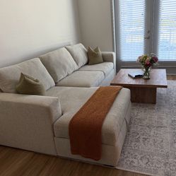 111” Cream Sofa Convertible With Storage 