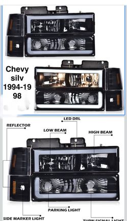 Headlights , parking lights and corners set for Chevy Silverado 1(contact info removed)