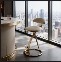 SET OF 2 CREAM/TAN/BEIGE color velvet counter height bar stools - brand new