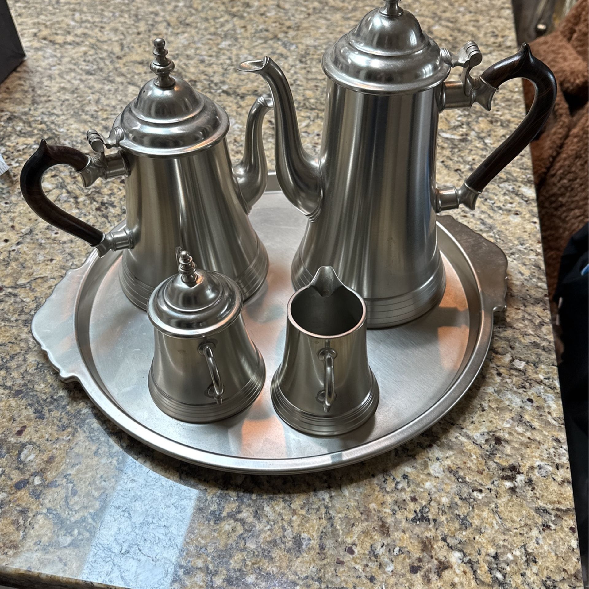 Vintage Metawa Holland Pewter Tea Set - 4 Pieces with Tray