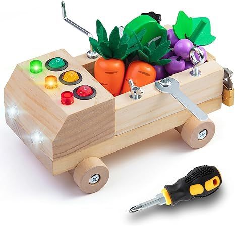 BRAND NEW Montessori Toy Wooden Car Busy Board Set with LED Light for Age 3-6