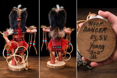 Signed Hand-Carved Hoop Dancer Kachina Doll by S.V. Young (2022)