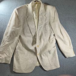Vintage Farah Men's 44 Regular Beige Textured 2-Button Jacket Casual Resort Wear