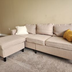 Ebern Designs Modular Sectional Sofa Couch For Living Room, 78" 3-seat Convertible Sofa With Storage Ottoman, Modern Linen Fabric L-shaped Couch 