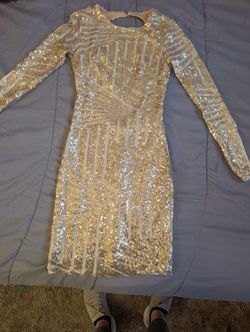 Gold Sequin Dress Open Back