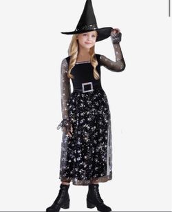 Girls Witch Halloween Costume with Hat size 12/14