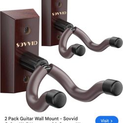 Durable Guitar Wall Mount Hanger (2 Pack) Guitars Ukulele Bass Durable Black Wall Mount