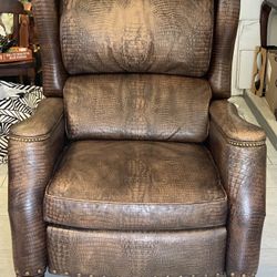 Genuine Nile Croc Burnished Leather Recliner 