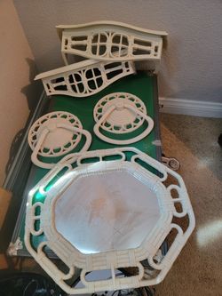 Vintage Home Interiors Rattan Resin Mirror OR Shelf