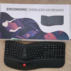 Ergonomic Keyboard | 2 in 1 Wireless Computer Keyboard and
Trackball Mouse Combo Design with Wrist Rest 