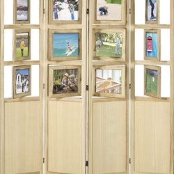 HOMCOM 4 Panel Wood Room Divider with Photo Frames - NEW in Box