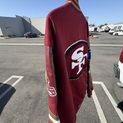 Vintage 90s 49ers Reversible Leather man Jacket 