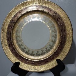 MID CENTURY - VINTAGE 22K PORCELAIN PLATE 10.5"