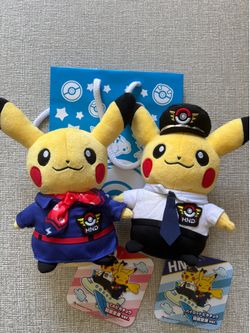 Haneda Airport Japan Pokémon Limited Edition Pilot and Stewardess Pikachu Plush