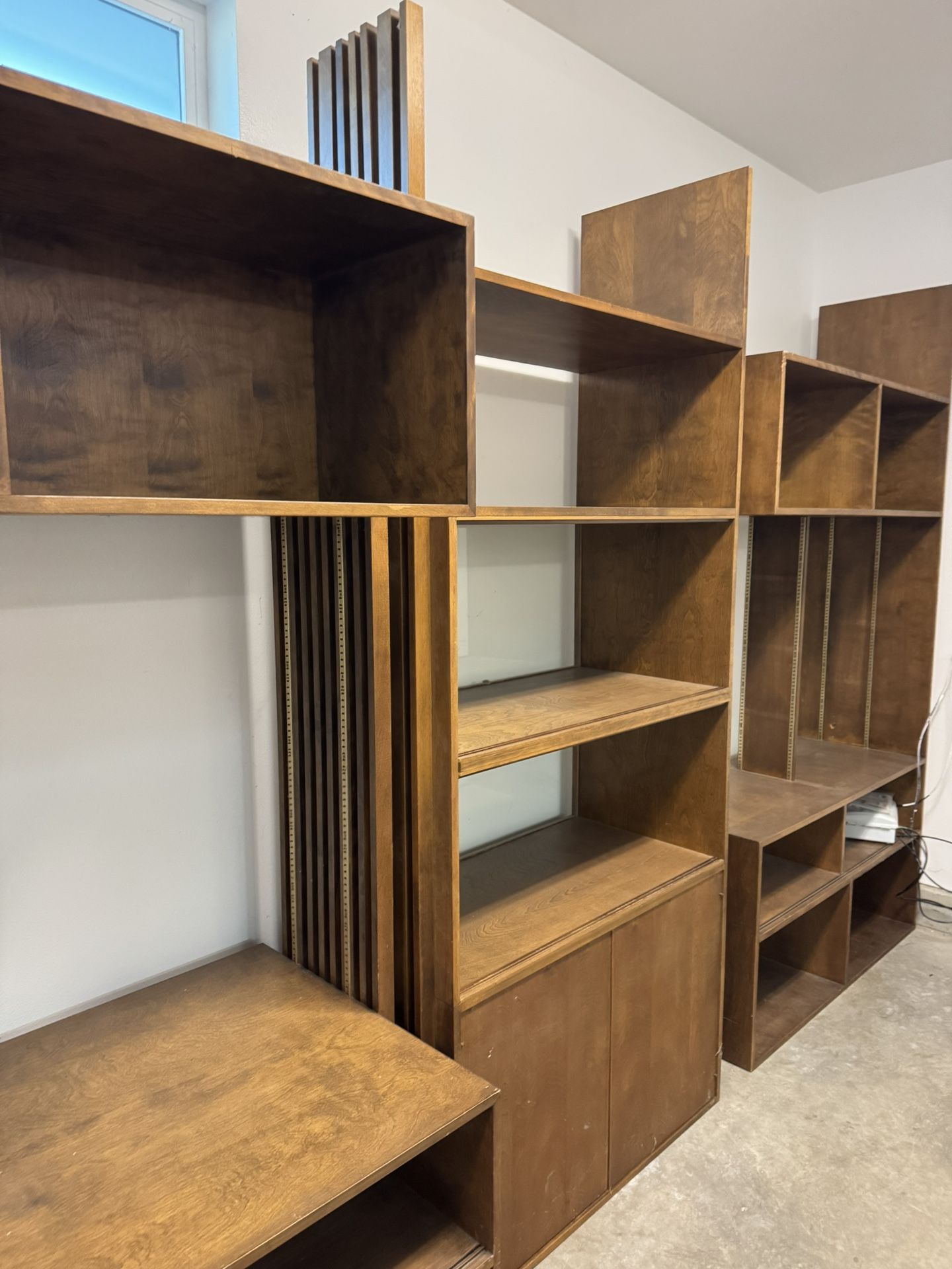 Mid Century Open Shelves With Glass