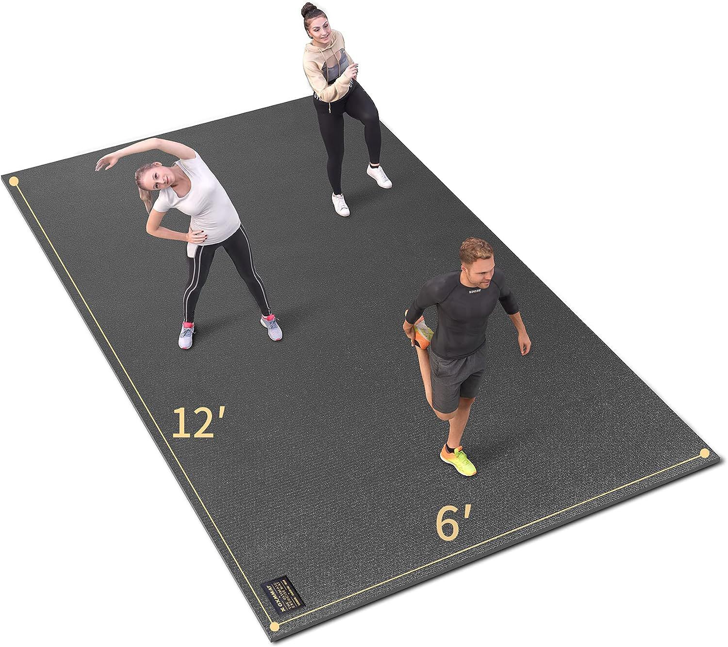 Brand New GXMMAT Extra Large Exercise Mat 12'x6'x7mm, Ultra Durable Workout Mats for Home Gym Flooring, Shoe-Friendly Non-Slip Cardio Mat for MMA, Ply