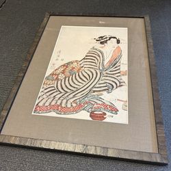 ‘Anger’ Torii Kiyomine Vintage Framed Japanese Wood Block 