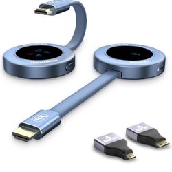 Wireless Hdmi Transmitter and Receiver, Wireless HD Extender Plug & Play Portable 2.4G/5G with LED Screen Wireless Hdmi Kit for Streaming Video and Au