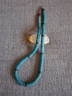 Turquoise Heishi Bead Necklace with Earrings