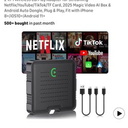 2-in-1 Wireless CarPlay Adapter for Streaming Netflix/YouTube/TF Card