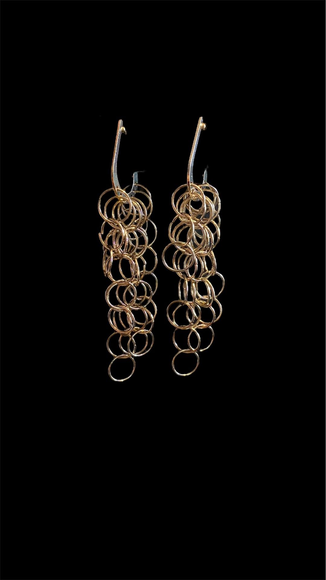 Brand New Gold Tone Super Fun Whimsical Earrings Full Of Motion & Chime Like Sound As You Move