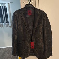 Platini Black/Gold Paisley Blazer (Style BLZ9636) – New With Tags – Size L