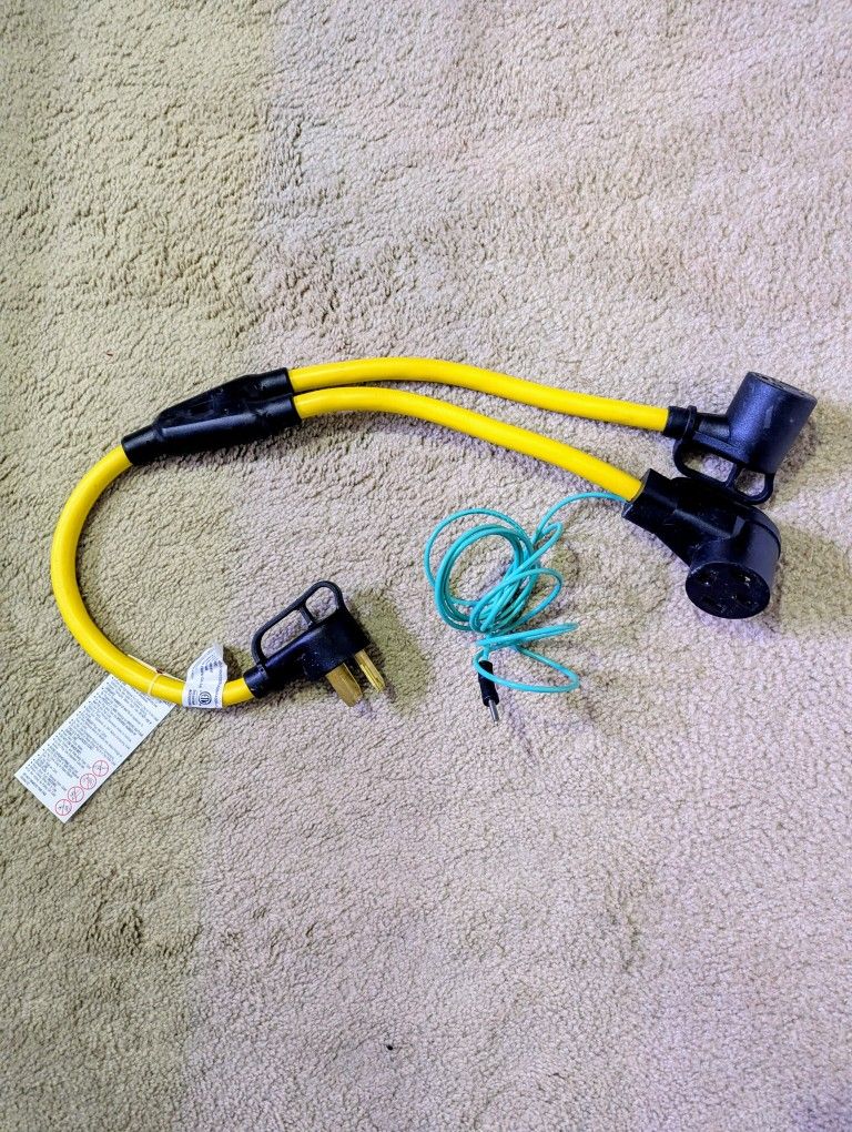 50 AMP 3 Prong Dryer Plug Y Splitter Adapter To EV Or RVs