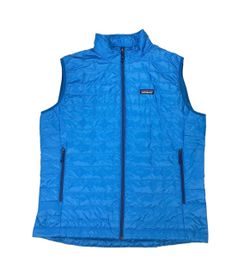 Patagonia Nano Puff Vest Men Large L Blue Quilt Insulated Puffer Jacket Full Zip