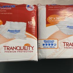 Tranquility AIR-Plus Premium Protection PowerSorb underpadsSize:  30” x 36”; 2 packages - NEW, SEALED