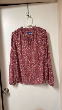 Floral red pink white blouse