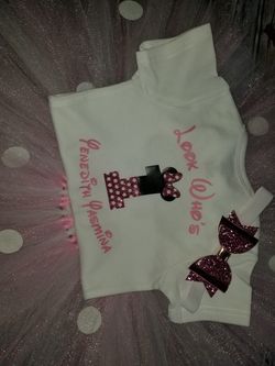 Look who's one! Minnie mouse birthday girl outfit, tutu