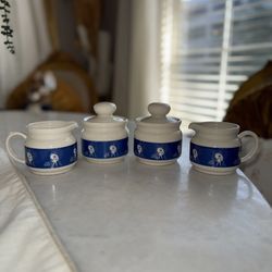 Vintage Morton Girl Salt and Pepper Cream and Sugar Cellar Set “When It Rains It Pours”