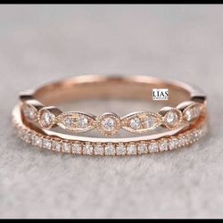 New 18k Rose Gold Wedding Ring Set 