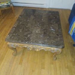Wooden  Table With Marble Top