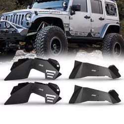 2007 to 2017 Jeep Wrangler Inner Fender Flares polavderas salpicaderas de metal front and rear