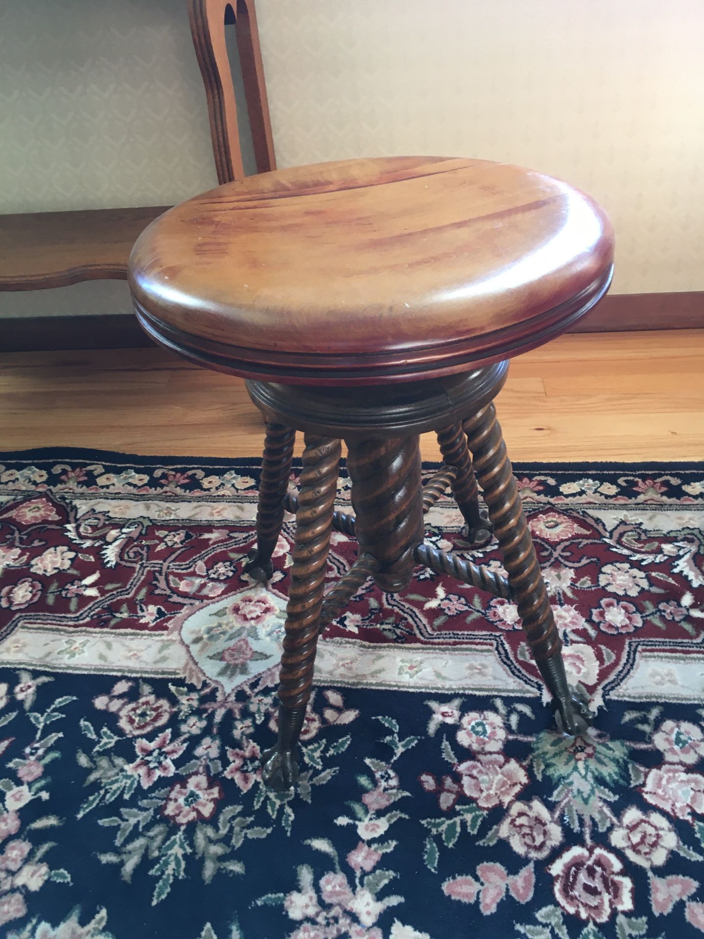 Various Nice Vintage Items - Piano stool, smoking stand, mirror, medicine chest.