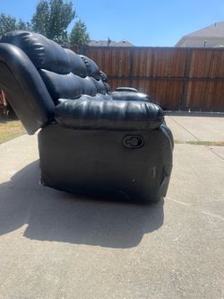 Black Leather Recliner Chair an2  black leather couch an 3 black glass table