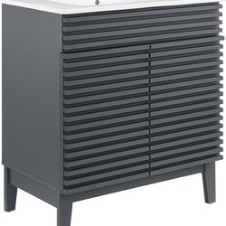 30" Bathroom Gray Vanity  (No-Sink) 