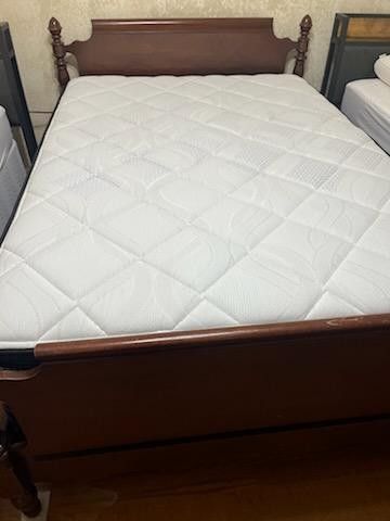 Solid Wood Bedframe In Great Condition, Comes With Like New Mattress & Box Spring
