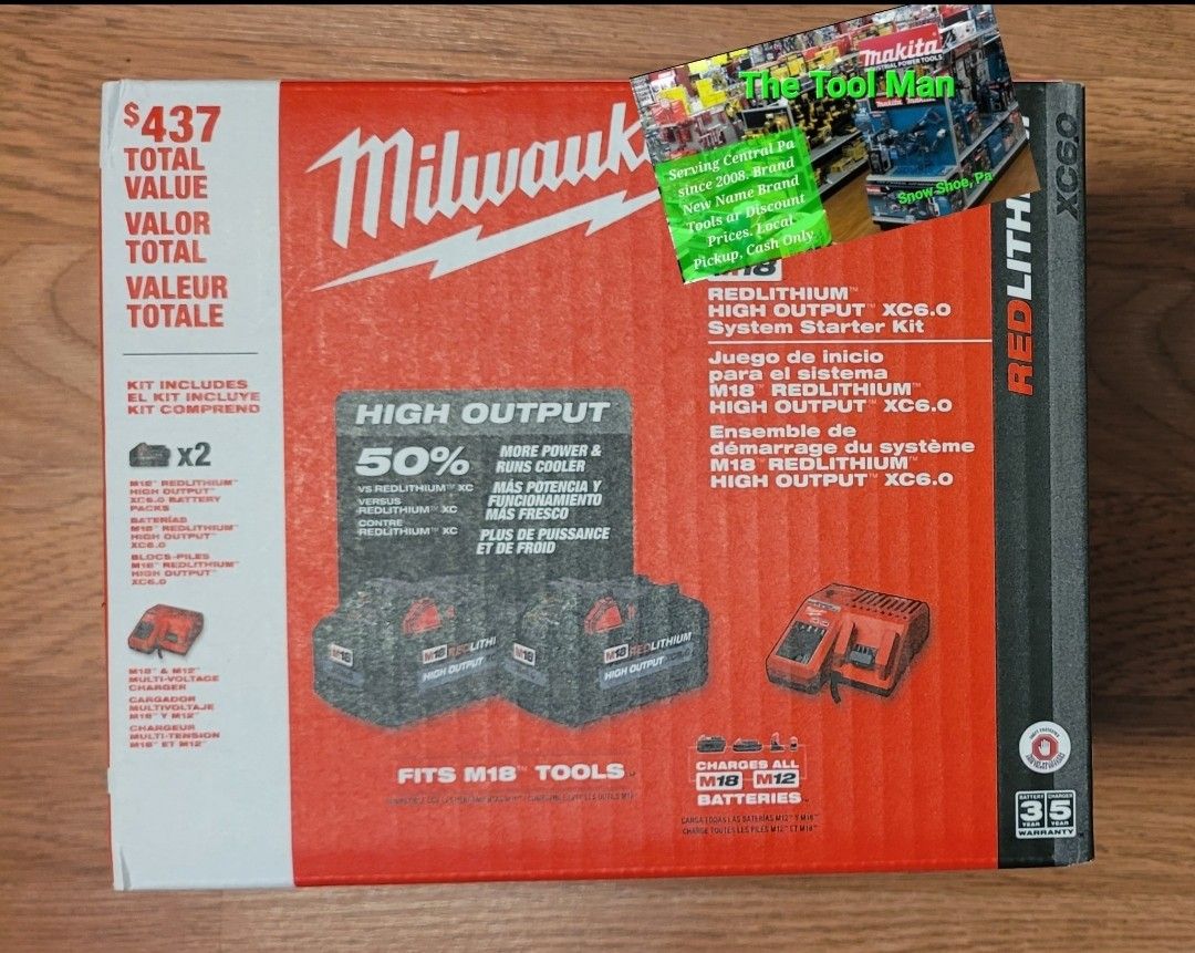 New Milwaukee M18 High Output 6ah Batteries and Battery Charger Kit $160 Firm. Pickup Only