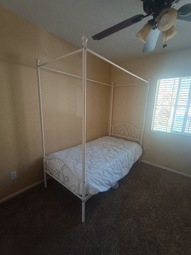 Twin Canopy Twin Bed Frame With Mattress