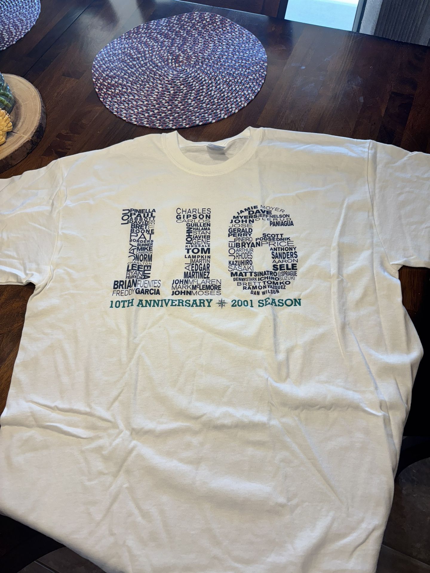 Seattle Mariners MLB 2001 Season 10th Anniversary 116 Wins T Shirt Size XL