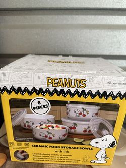Peanuts Snoopy Ceramic Food Storage Bowls with Lids