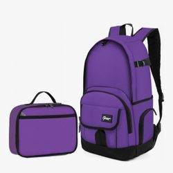 Unisex Kids Lightweight Backpack Set with Lunchbag, Purple, NEW