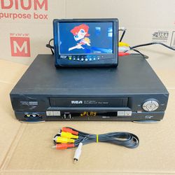 RCA VR646HF 4 Head Hi-Fi Stereo VCR VHS Plus AccuSearch AV Cable Tested Works. Plays tape smoothly and well maintained. Minor scratches as shown from 