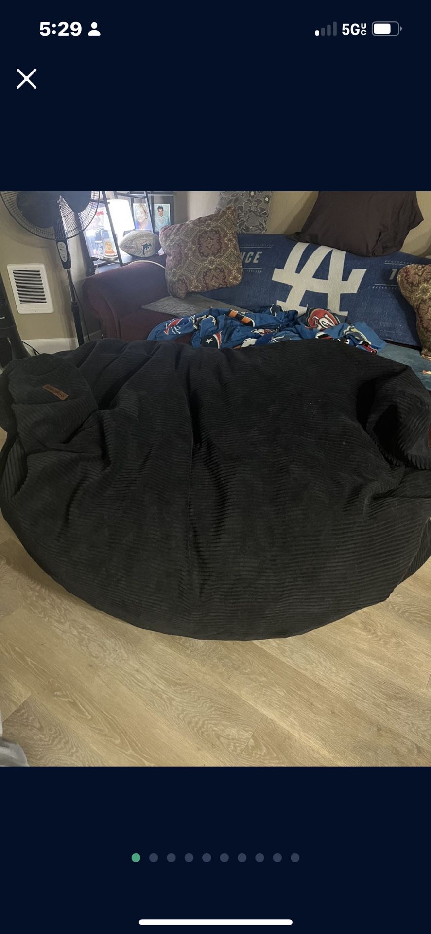 Great Condition Big 6” Black Beanbag Chair Moving Needs To Go Great Deal