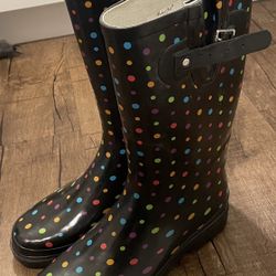 Women’s Polka Dot Rain Boots Size 9