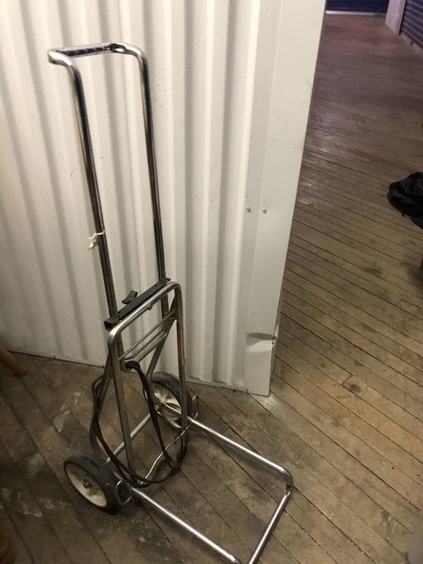 Gray wooden framed trolley