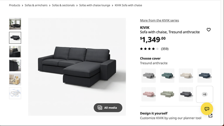 KIVIK Sofa with Chaise - Black
